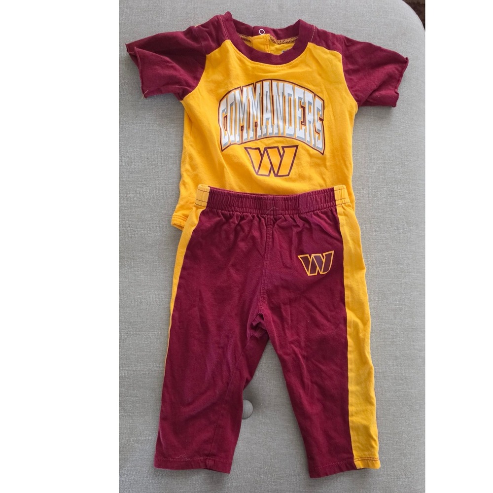 NFL Washington Commanders Baby Bodysuit Pants Set Burgundy Gold 6/9M unisex